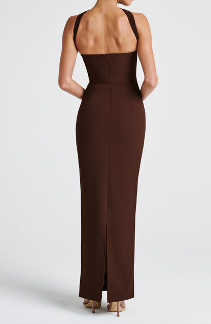 Ana Sofía Maxi Dress- Plum Brown