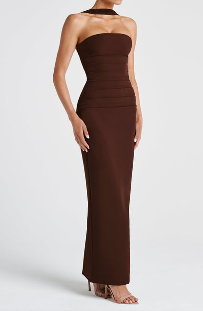 Ana Sofía Maxi Dress- Plum Brown