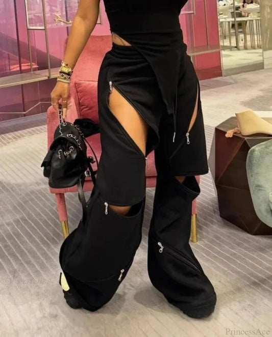 Zip Fasten Gothic Baggy Joggers Pant