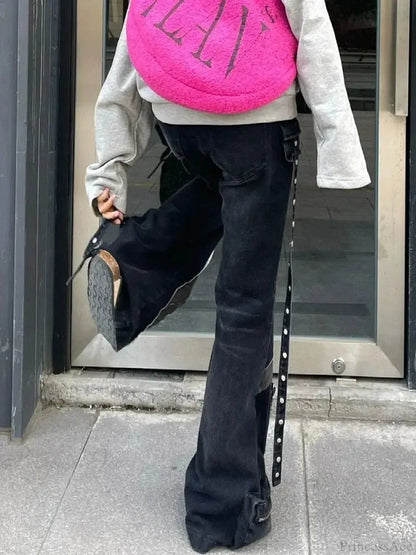 Zipper Joining Gothic Flared Pant