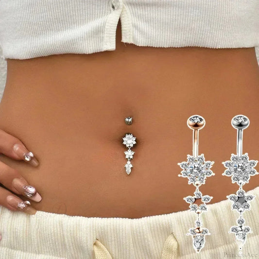Zircon Bloom Dangle Gothic Belly Ring